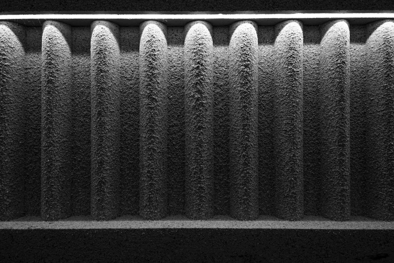 Close-up of a dusty pleated furnace air filter